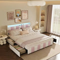 Lit Double 140x190: avec rangement, avec tiroirs, avec port USB, affichage LED, 4 tiroirs, 140 × 190