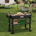 Chariot Barbecue Pliable en Acier Inoxydable avec Roues Verrouillables pour Cuisine Extérieure et Camping