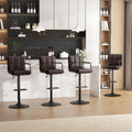Chaise — en cuir PU, pivotant, avec accoudoirs, avec dossier, Lot de 4, noir, hauteur réglable