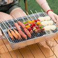 Grill à charbon portable avec rôtissoire en acier inoxydable, idéal pour camping et famille