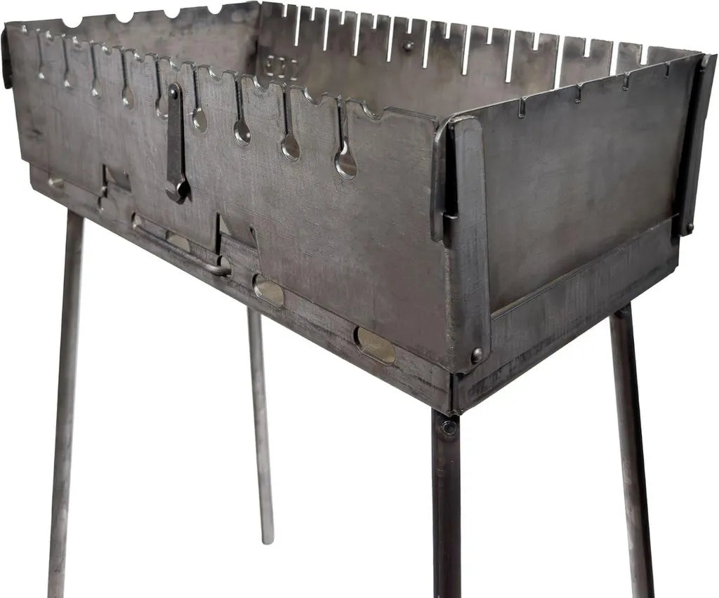 Barbecue à charbon pliable 10 brochettes en acier robuste