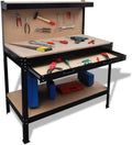 Établi offrant une surface stable pour montage et travaux de bricolage d'atelier, avec panneau perforé, avec tiroirs, pour l'atelier et le bricolage