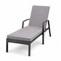 Lot de 2 chaises longues en rotin avec coussins gris-bleu