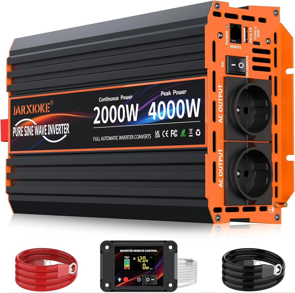 Convertisseur CC-CA et convertisseur de tension, 2000W, 12V, 220V, pour camping et camping-car