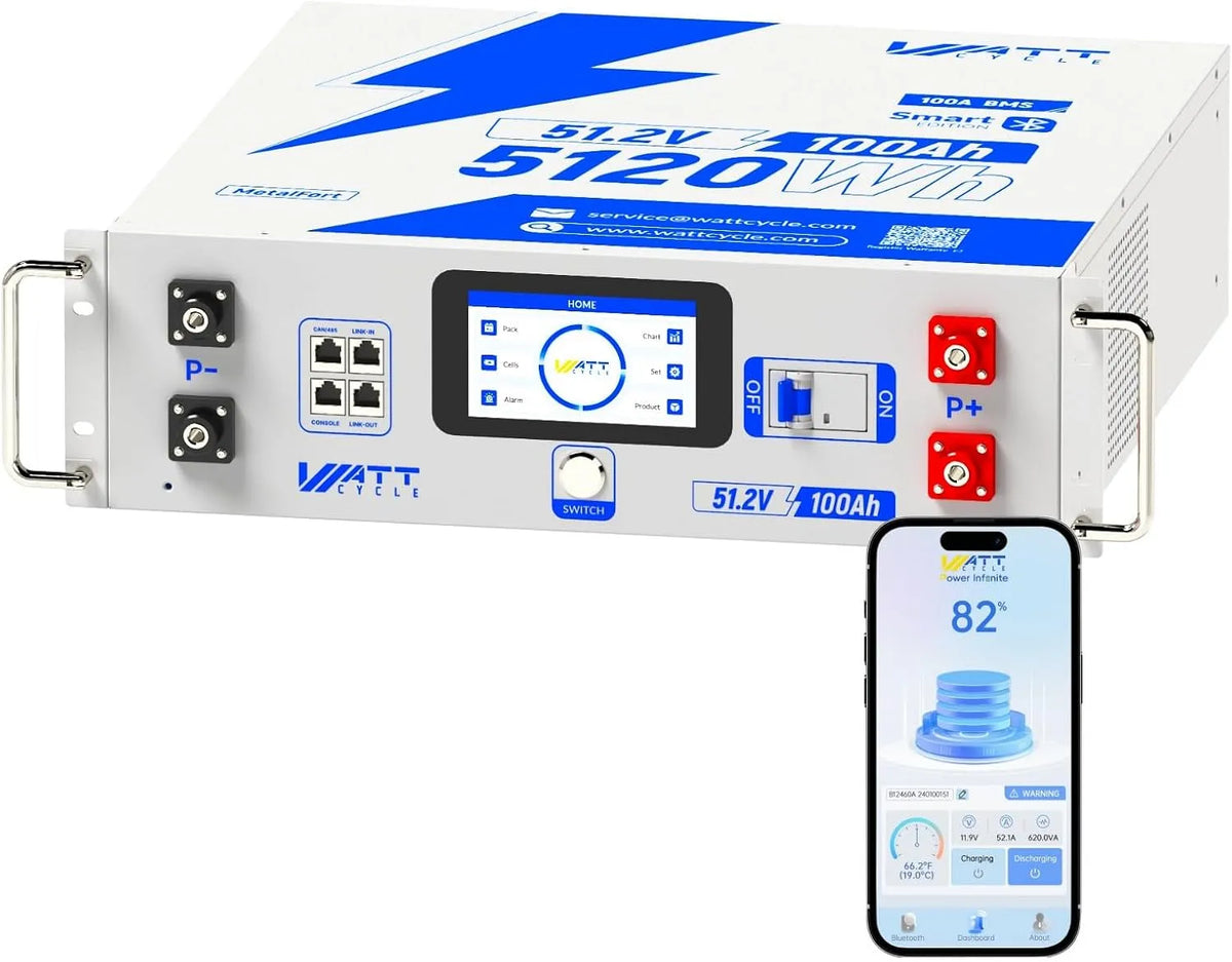 Lifepo4 Batterie lithium LiFePO4 et batterie solaire à décharge profonde, alimentation solaire, 100AH, 5kWh, 48V, 51.2V, avec BMS