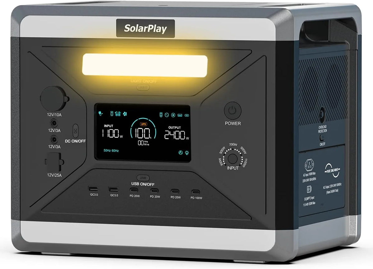 LiFeP04 Groupe électrogène et générateur de secours, 2400w, 2160 Wh, pour camping et camping-car, alimentation solaire