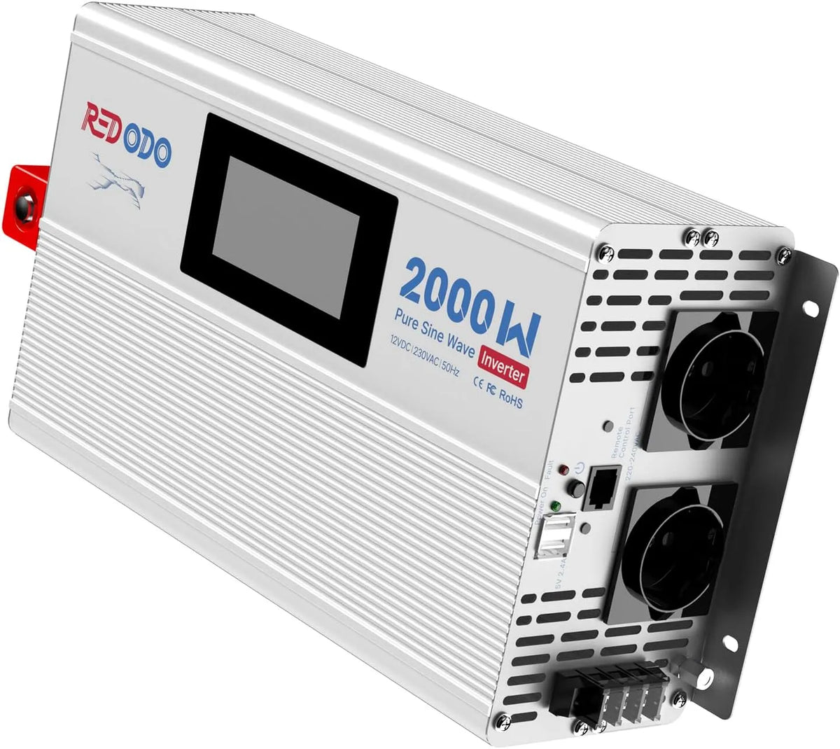 Convertisseur CC-CA et convertisseur de tension, 2000W, alimentation solaire, onde sinusoïdale pure, 2V, 230V, pour camping et camping-car