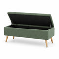 Banc de rangement en bois avec revêtement en polyester beige