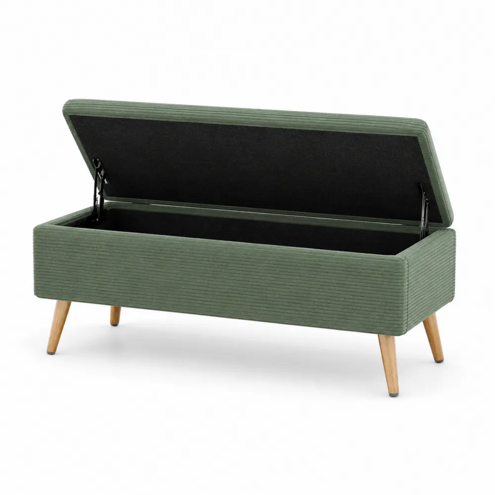 Banc de rangement en bois avec revêtement en polyester beige