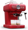 Machine à Expresso Rétro KLARSTEIN 1,2 L avec Mousseur à Lait et Porte-Filtre, 950W, Acier Inoxydable
