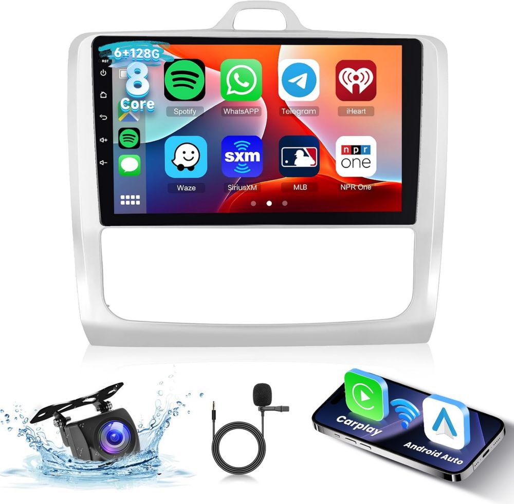 Autoradio Android 9' pour Ford Focus 2004-2011 avec Bluetooth, GPS, Carplay et Android Auto