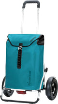 Chariot de Courses Royal Plus en Aluminium avec Roues Pneumatiques et Sac Ortlieb 49L Vert