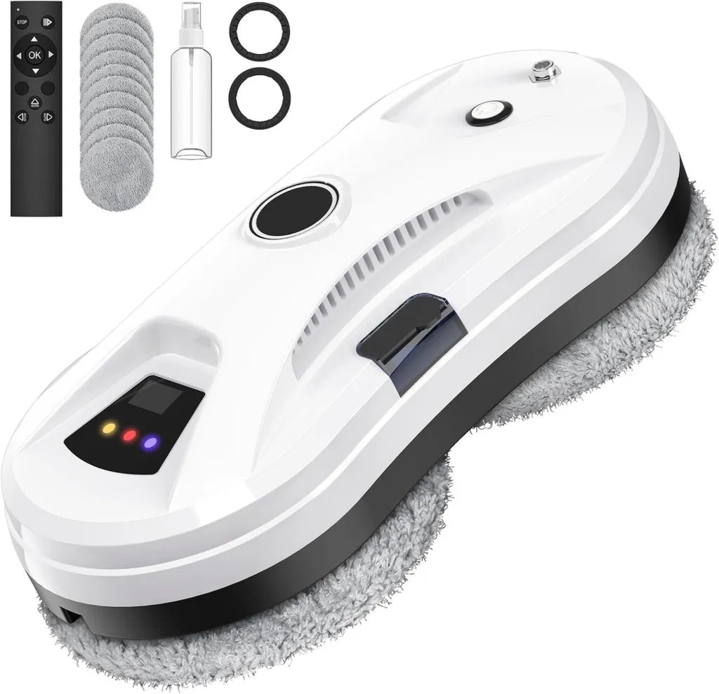 Robot laveur de vitres électrique 5600 Pa avec pulvérisation et télécommande - 10 chiffons inclus
