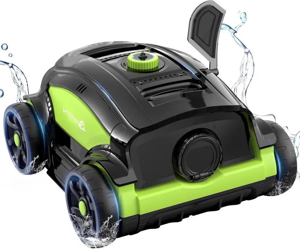 Robot Nettoyeur Piscine Winny 300II, Aspirateur Sans Fil à LED, 120 Min d'Autonomie, Pour Piscines Hors-Sol 100m² - Noir et Vert