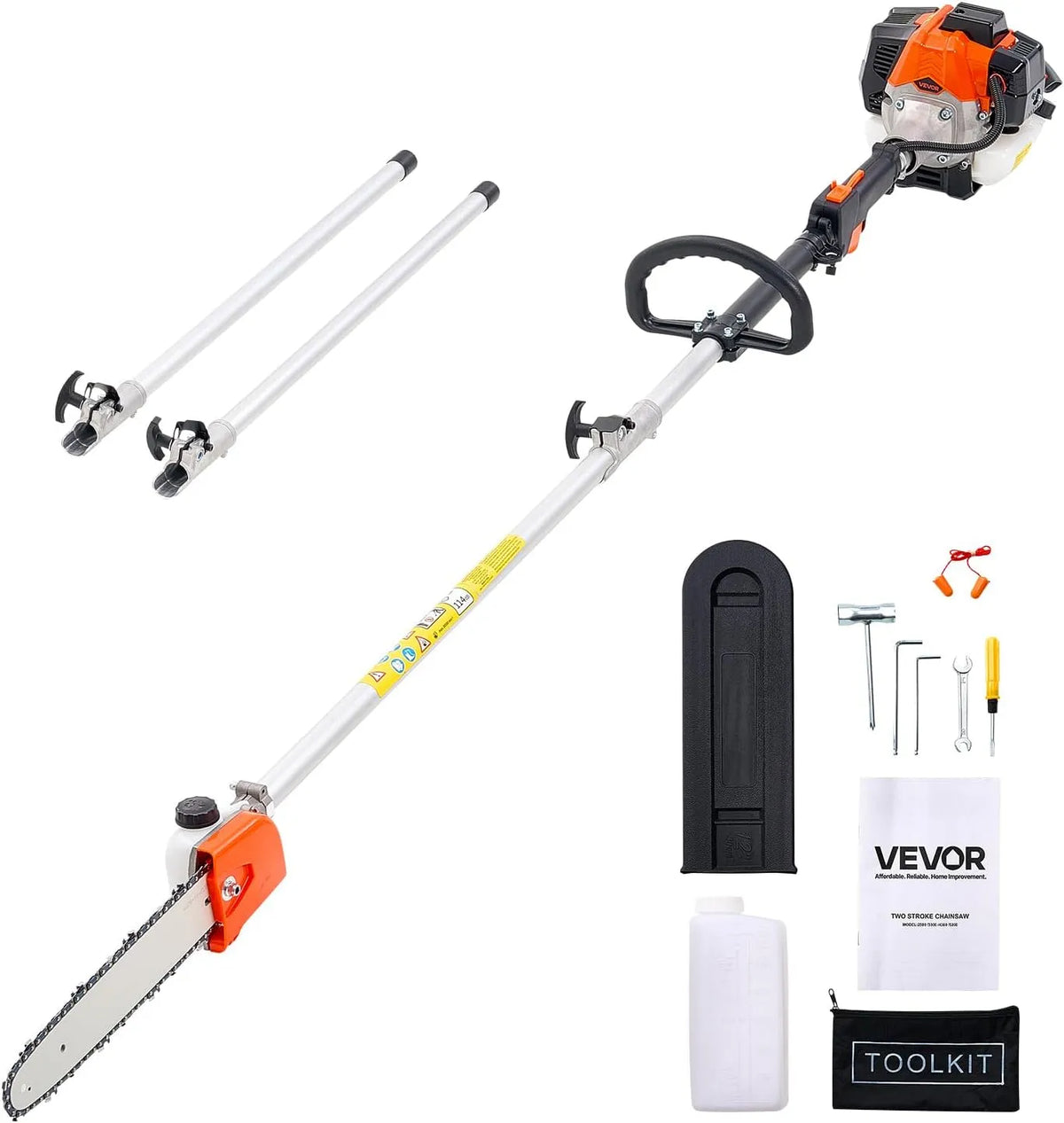 VEVOR Élagueuse Thermique sur Perche à 2 Temps – sans fil, 30,5 cm, 62 m, 650 ml