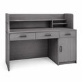 Bureau en bois composite gris avec trois tiroirs