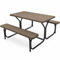 Table pique-nique en bois composite avec bancs intégrés gris