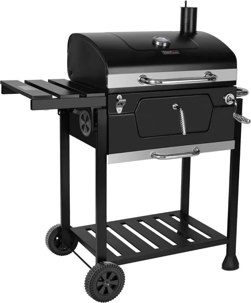 Barbecue au charbon de bois 61 cm avec table pliante, idéal pour terrasse et jardin