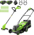 Tondeuse à Gazon sans Fil 48V Greenworks 36 cm avec Coupe-Bordures, Batterie 4 Ah et Chargeur Inclus