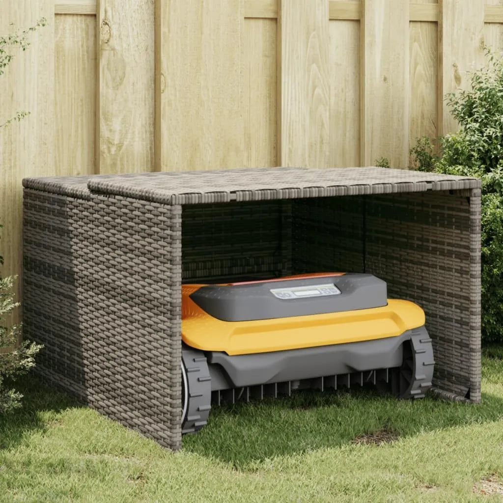 Abri pour Robot Tondeuse en Résine Tressée Gris, 86x90x52/57 cm