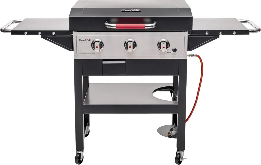 Plancha à Gaz Char-Broil 3400, Surface en Fonte 48 x 68 cm, Collecteur de Graisses et d'Eau, Allumage Électrique