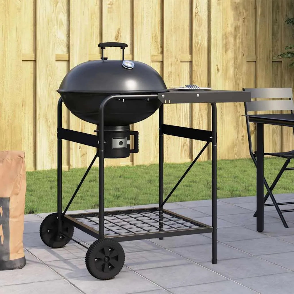 Gril à Charbon Portable en Métal Noir pour Jardin, Balcon ou Terrasse