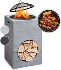 Blumfeldt Brasero de Jardin Portable avec Grille BBQ, Pare-Étincelles et Réchaud en Acier, Idéal pour Camping et Barbecues