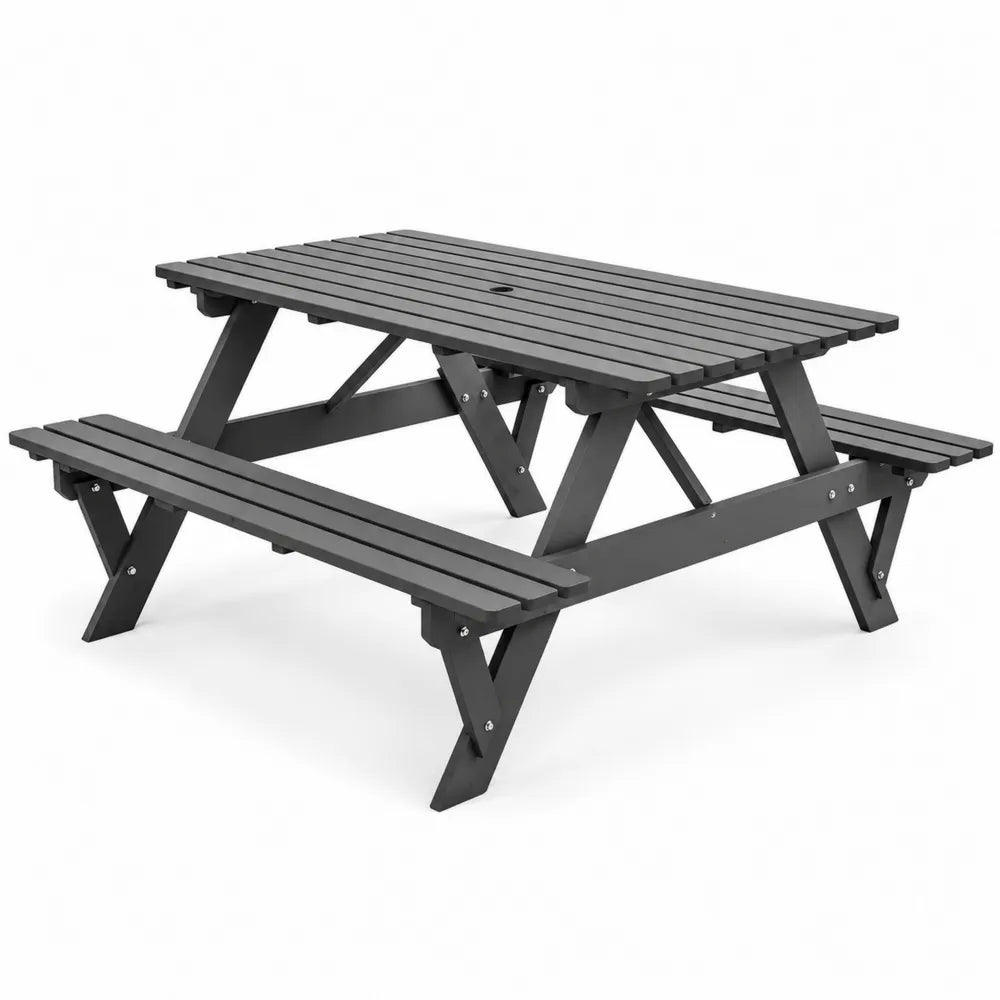 Chaise longue extérieure en résine tressée noire avec coussin gris réglable