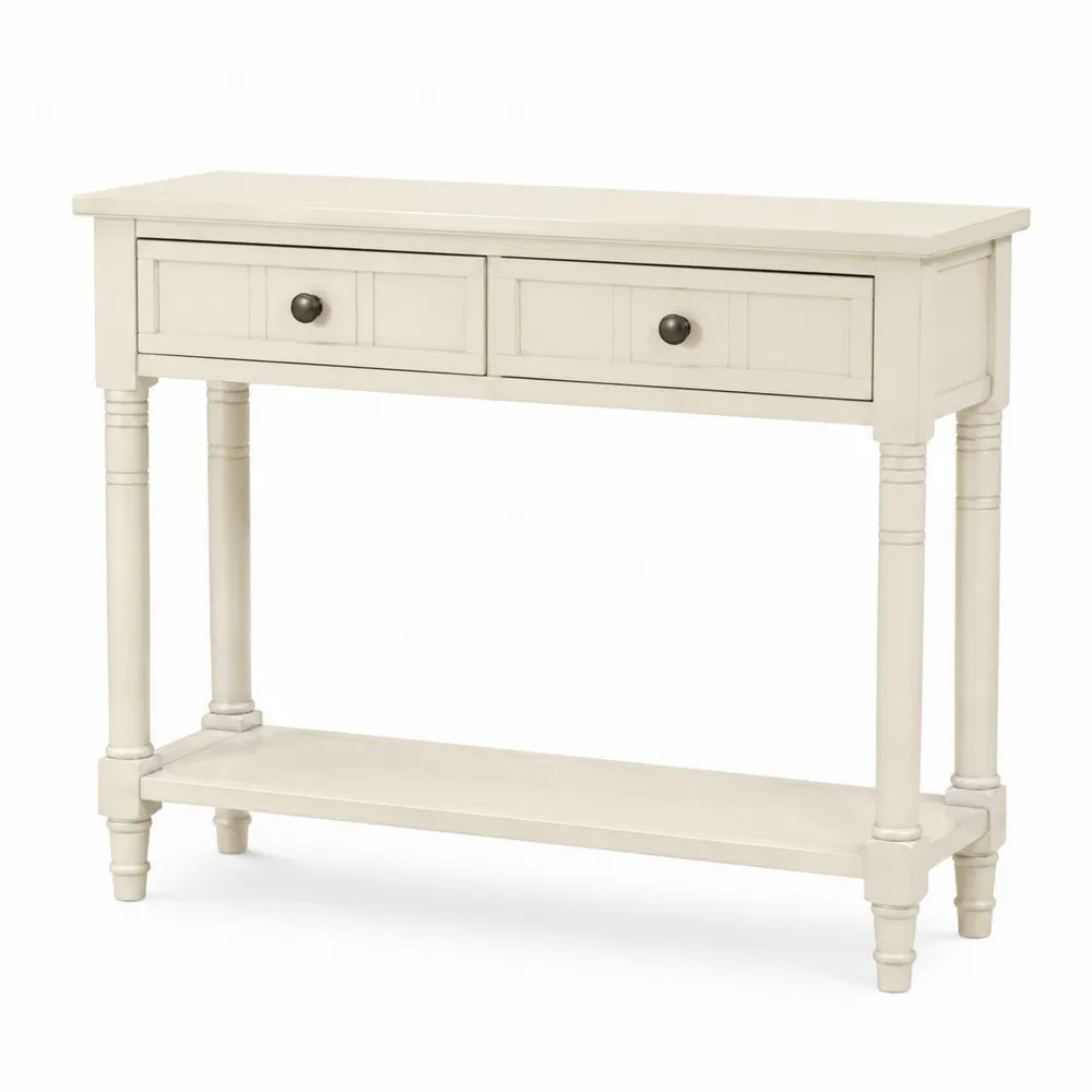 Table console en bois massif blanc 120x40x75 cm