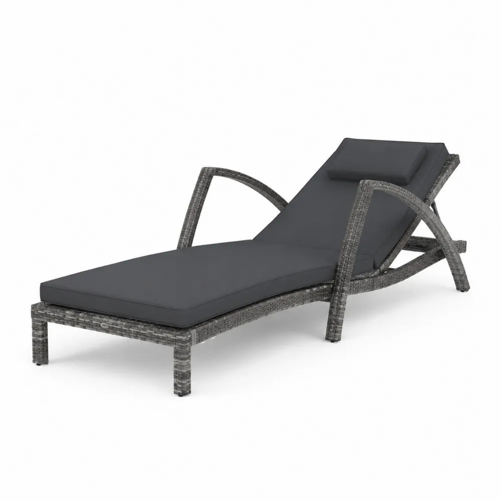 Lot de 2 chaises longues jardin aluminium taupe