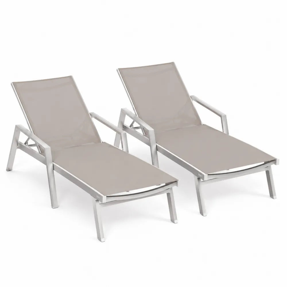 Chaise longue en aluminium et textilène taupe