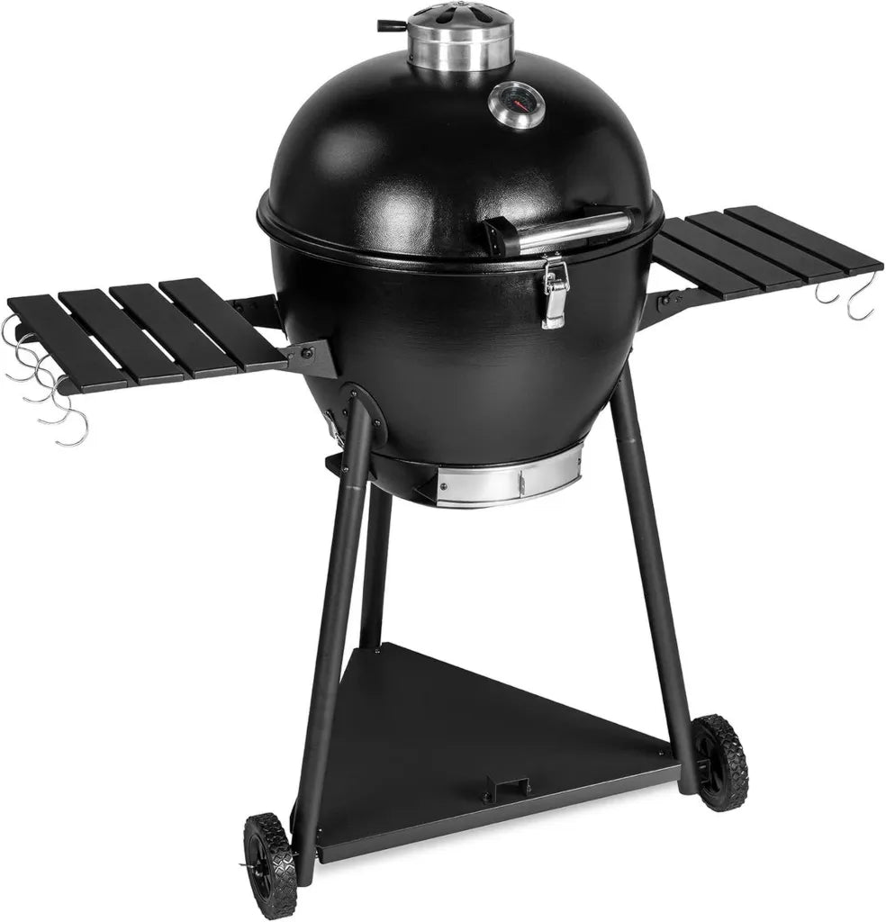 Bruzzzler Barbecue Kamado en Acier, Économique et Polyvalent, Fonction Charbon et Fumoir, Mobilité avec Roues
