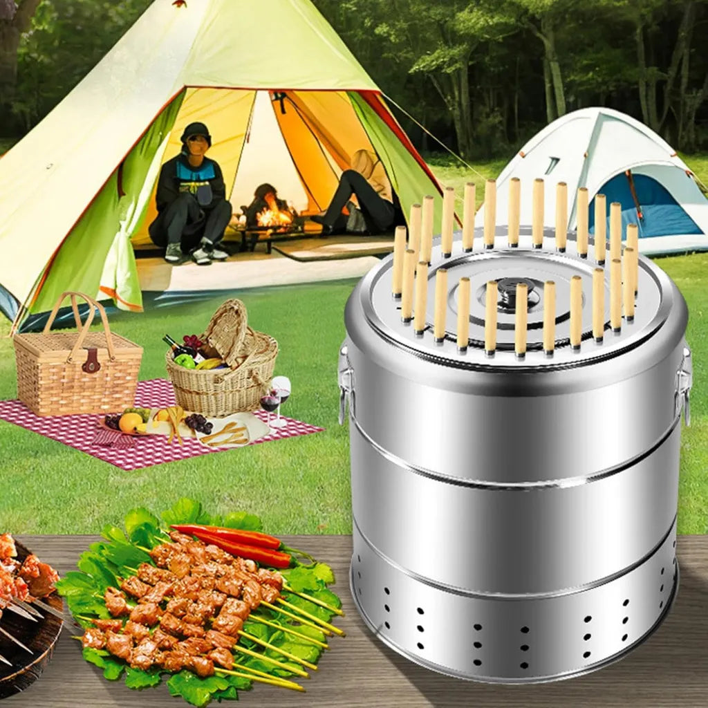 Barbecue au charbon de bois portable - Utilisation intérieure et extérieure, facile à démonter, nettoyage pratique, parfait pour camping et fêtes en plein air