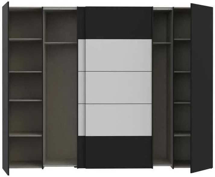 Armoire de rangement — NARAGO, en bois, avec tringle, avec Bibliothèque et étagère de rangements, 4 Portes, 270, 3 cm, 210, 5 cm, avec étagères