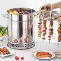 Fumoir Vertical à Charbon Barbecue en Acier Inoxydable avec Roulettes