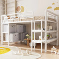 Lit Enfant 90x200 avec rangements — pour enfant, en métal, avec tiroirs, 90 × 200, blanc, avec étagères