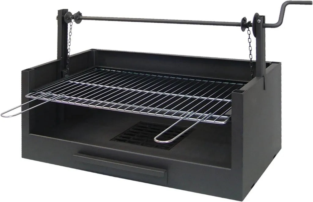 Barbecue Portable en Acier Inoxydable avec Grille - 63 x 75 x 42 cm Noir