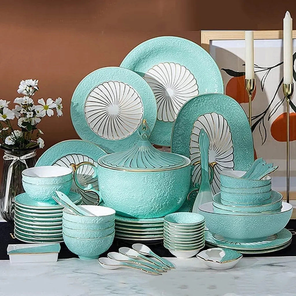 Ensemble de vaisselle en céramique pour cuisine et salle à manger, idéal pour repas, salades, apéritifs et desserts