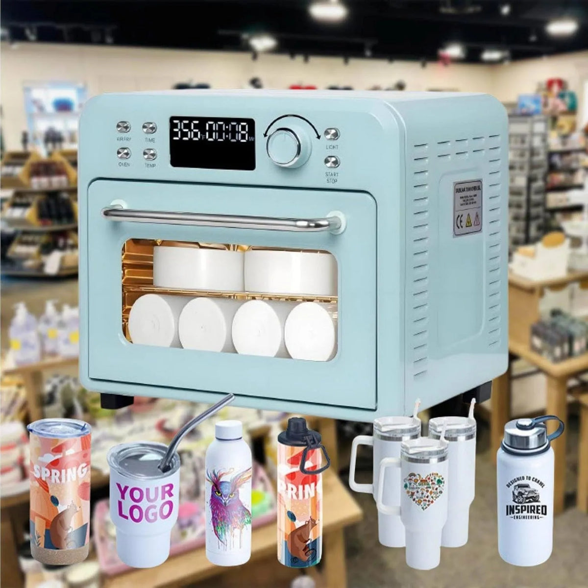 Four électrique, 16 L, 1400 W, Four à Sublimation pour Impression en série de gobelets, Tasses