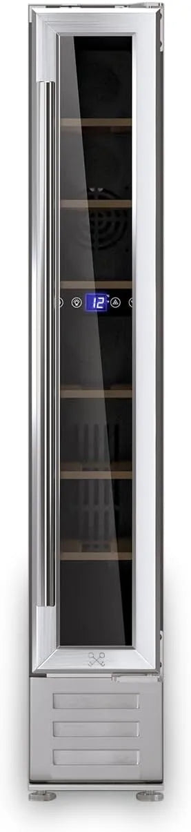 Cave à vin électrique CAVSE7, 22 L, 7 bouteilles, 5 à 22 °C, éclairage LED, encastrable, acier inoxydable, 6 étagères, Anti-UV, Capacité 22L