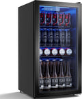 Réfrigérateur, 90 L, silencieux, noir, 3 étagères réglables pour 125 canettes, Refroidissement uniforme et sans givre, bureau & maison
