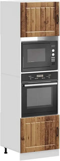 Micro-ondes, 60 x 57 x 207 cm, encastrable, four micro-ondes, Lucca Lot de 2 armoires encastrées pour cuisinière
