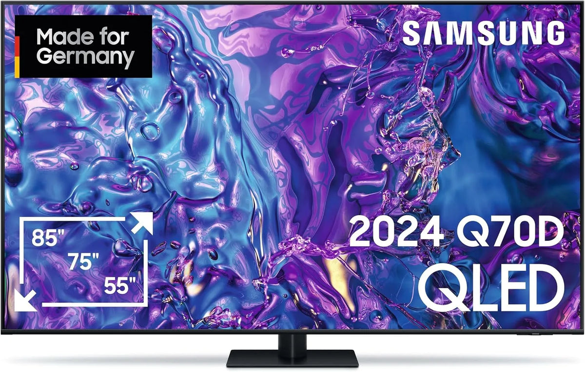 Samsung Q70D Smart TV, 55 pouces, 120 Hz, téléviseur, 4K UHD, QLED, Tizen OS, GQ55 ATxZG, Motion xcelerator 120Hz, AI Upscaling, modèle Allemand
