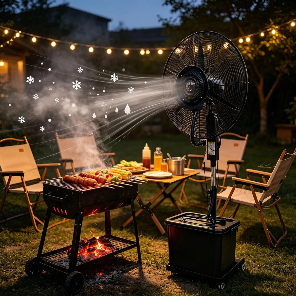 Climatiseur, 71cm, Ø 71 cm, extérieur, 3 vitesses, grand réservoir, restaurant, camping, Ø71cm, Ventilateur Brumisateur Sur Pied Avec Gros Réservoir