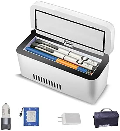 Réfrigérateur médical portable, 2 à 8 °C, USB, écran LCD, transport d'insuline et de médicaments, B-Dualbattery