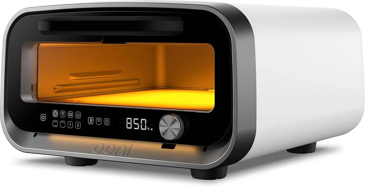 Four électrique à pizza, 30 cm, blanc, Cuisson en 90 Secondes, Jusqu'à 450°C, Pizza Intelligence, Four à Pizza d'Intérieur Multifonction