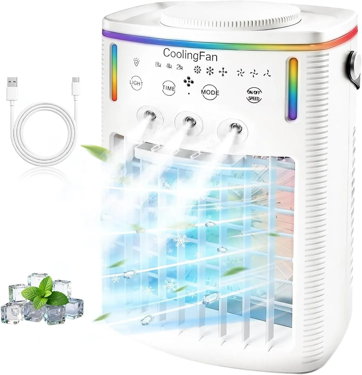 Climatiseur 1500ML 2-4-8H, 35 dB, portable, minuteur, 3 vitesses, silencieux, camping, LED 7 couleurs & télécommande, pour voiture et chambre
