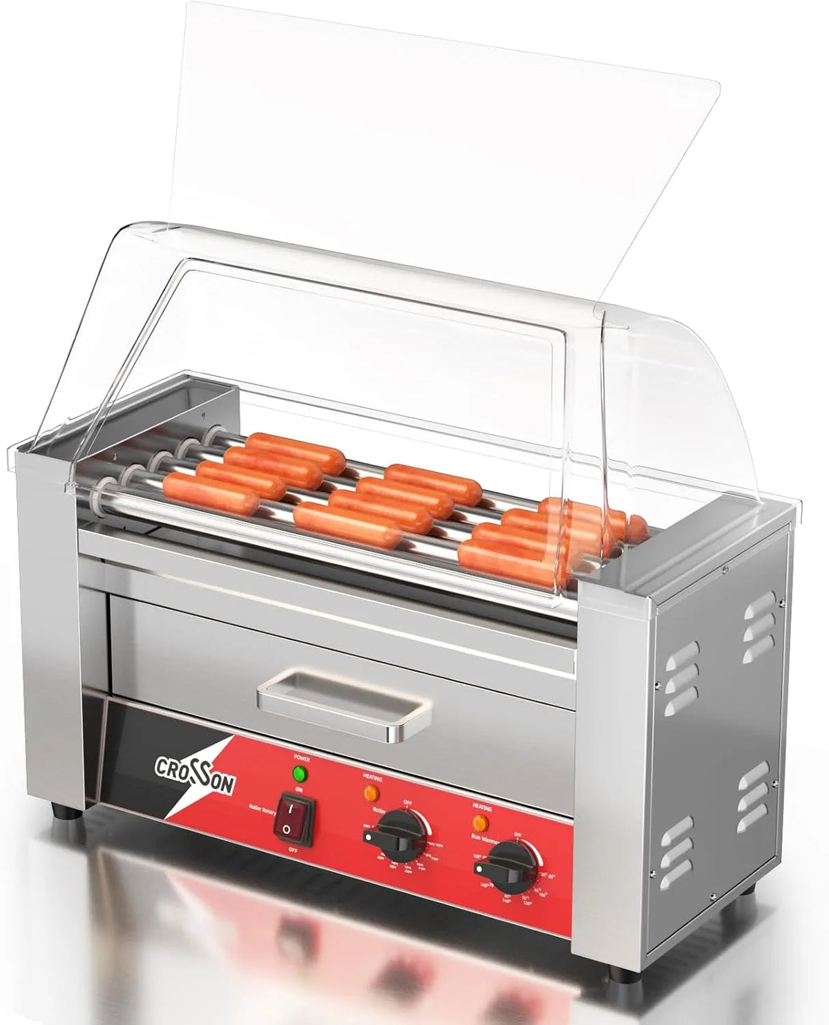 Tiroir chauffant, 1050 W, gril, professionnel, 2 zones de température, acier inoxydable