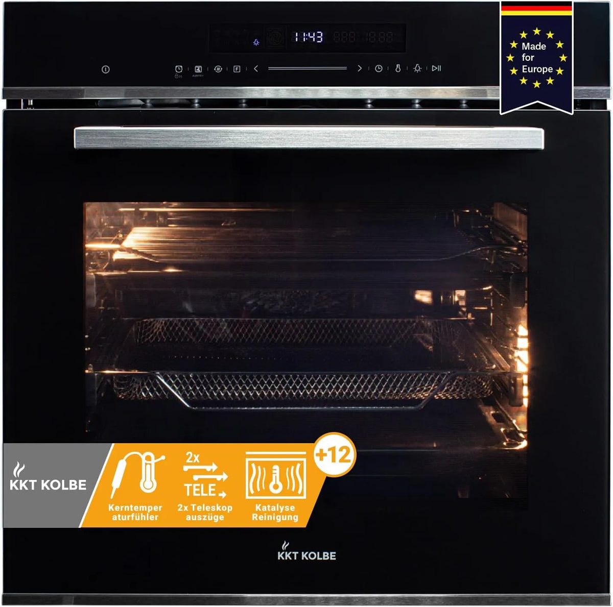 Four électrique à pizza EB8017ED, 60 cm, 72 L, encastrable, minuteur, gril, Fonction pizza, Timer automatique, 9kW, 72L, Circulation de l'air