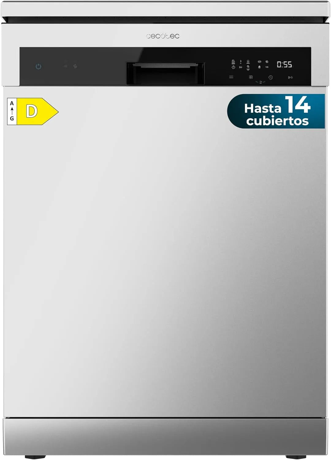 Cecotec Bolero Aguazero 6200 Lave-vaisselle, 60 cm, 6 programmes, pose libre, acier inoxydable, 14 Couverts, Dry+, Turbo Dry+, Demi-Charge